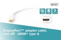 Kabel adapter Displayport 1080p 60Hz FHD Typ miniDP/HDMI A M/Ż biały 0,15m