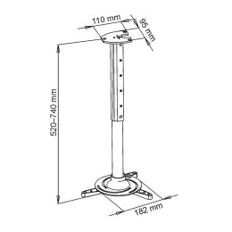 UCHWYT sufitowy 40-62cm DO PROJEKTORA 15kg P-102 uniwersalny pełna regulacja