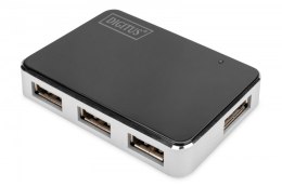 HUB/Koncentrator 4-portowy USB 2.0 HighSpeed, aktywny, czarno-srebrny