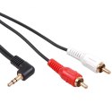 Przewód mini jack 3,5mm kątowy 2RCA 3m MCTV-825 Czarny