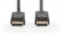 Kabel połączeniowy DisplayPort z zatrzaskami 4K 60Hz UHD Typ DP/DP M/M czarny 1m