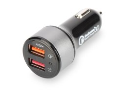 Ładowarka samochodowa Qualcomm Quick Charge 3.0, 2xUSB (3A/2.4A), czarno-srebrna