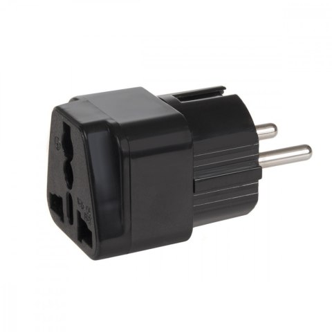 Adapter gniazdo UK na wtyk EU uniwersalny MCE155 Czarny