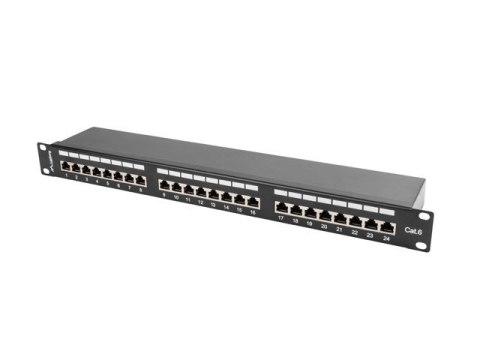 Patch Panel 24 Port 1U Kat.6 czarny ekranowany