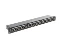 Patch Panel 24 Port 1U Kat.6 czarny ekranowany