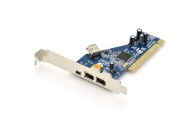 Karta/Kontroler Firewire (400) PCI, 2x6pin. 1x4pin Wew., 1x6pin Zew. IEEE1394a, Chipset: TSB43AB23