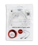 Kabel USB 3.0 C AM/CM 1m/biały