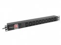 Listwa zasilająca Rack PDU 19 cali 1U 10A 10X IEC C13 2m C14 czarna