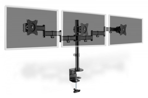 Stojak biurkowy potrójny z zaciskiem, 3xLCD, max. 27, max. obciążenie 8kg, uchylno-obrotowy 360 Stojak biurkowy potrójny z zaciskiem, 3xLCD, max. 27, max. obciążenie 8kg, uchylno-obrotowy 360