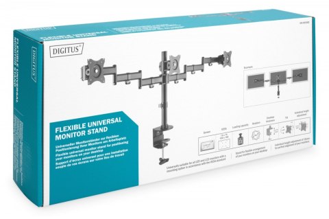 Stojak biurkowy potrójny z zaciskiem, 3xLCD, max. 27, max. obciążenie 8kg, uchylno-obrotowy 360 Stojak biurkowy potrójny z zaciskiem, 3xLCD, max. 27, max. obciążenie 8kg, uchylno-obrotowy 360