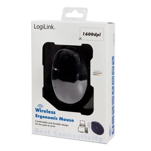 Radiowa mysz optyczna 2.4GHz 1600dpi czarna ergonomiczna Radiowa mysz optyczna 2.4GHz 1600dpi czarna ergonomiczna
