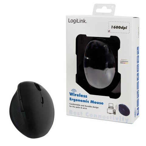 Radiowa mysz optyczna 2.4GHz 1600dpi czarna ergonomiczna Radiowa mysz optyczna 2.4GHz 1600dpi czarna ergonomiczna
