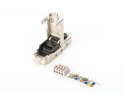 Wtyk modularny RJ45 kat.6A, PoE+, 10GbE, STP, ekranowany, metalowy, beznarzędziowy, AWG 27-22, zaślepka