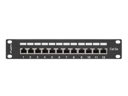 Patch Panel 12 Port 1U 10 cali kat.5e ekranowany czarny