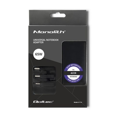 Zasilacz specjalizowany do Acer | 65W | 3 wtyczki |+kabel zasilający Zasilacz specjalizowany do Acer | 65W | 3 wtyczki |+kabel zasilający