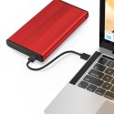 Obudowa na dysk HDD/SSD 2.5 cala SATA3 | USB 3.0 | Czerwona