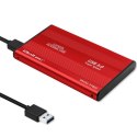 Obudowa na dysk HDD/SSD 2.5 cala SATA3 | USB 3.0 | Czerwona