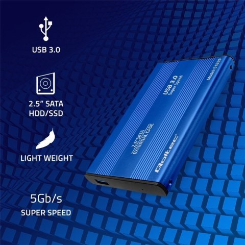 Obudowa na dysk HDD/SSD 2.5 cala SATA3 | USB 3.0 | Niebieska Obudowa na dysk HDD/SSD 2.5 cala SATA3 | USB 3.0 | Niebieska