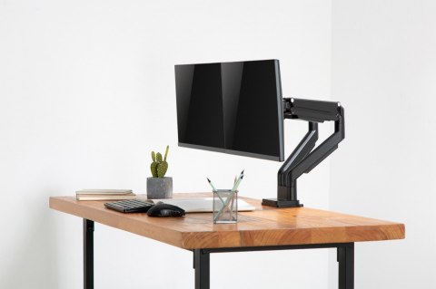 Ramię biurkowe podwójne z zaciskiem regulowane 2xLCD max. 32" max. 2x 9kg uchylno-obrotowe czarny Ramię biurkowe podwójne z zaciskiem regulowane 2xLCD max. 32" max. 2x 9kg uchylno-obrotowe czarny