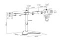 Stojak biurkowy podwójny z zaciskiem 2xLCD max. 32" max. Obciążenie 2x 8kg uchylno-obrotowy czarny