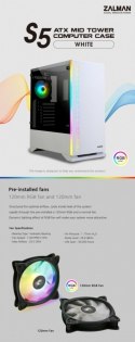 Obudowa S5 WHITE ATX Mid Tower PC Case RGB fan TG