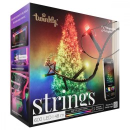 Inteligentne lampki choinkowe Strings 600 RGB LED, łańcuch, przezroczysty przewód, 48 m, IP44