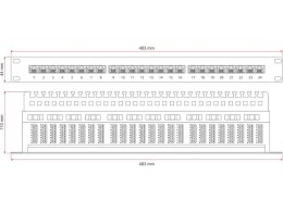 Patch panel UTP kat.5e 24 porty LSA z półką 1U