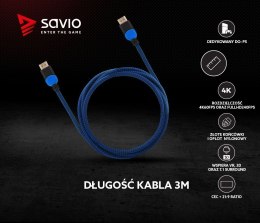 Kabel HDMI 2.0 niebiesko-czarny 3m, GCL-05