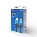 Kabel HDMI (M) v2.1, 3m, 8K, miedź, niebiesko-czarny, złote końcówki, ethernet/3D, CL-143