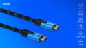 Kabel HDMI (M) v2.1, 3m, 8K, miedź, niebiesko-czarny, złote końcówki, ethernet/3D, CL-143