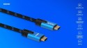 Kabel HDMI (M) v2.1, 3m, 8K, miedź, niebiesko-czarny, złote końcówki, ethernet/3D, CL-143