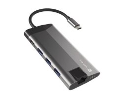 Stacja dokująca Multiport Fowler Plus USB-C PD, 3x USB 3.0, HDMI 4K, RJ45, SD, micro SD