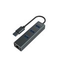 Hub AK-58 3-portowy USB-A 3.1 Gen 1 z adapterem RJ-45 Gigabit Ethernet