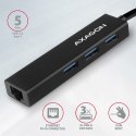 HMA-GL3A Wieloportowy hub USB 4in1, 5Gbps, 3x USB-A + GLAN, metalowy, 20cm USB-A kabel