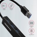 HMA-GL3A Wieloportowy hub USB 4in1, 5Gbps, 3x USB-A + GLAN, metalowy, 20cm USB-A kabel