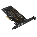 PCEM2-DC Adapter wewnętrzny PCIe x4, 1x M.2 NVMe M-key + 1x SATA B-key slot, chłodnica, SP & LP + radiator