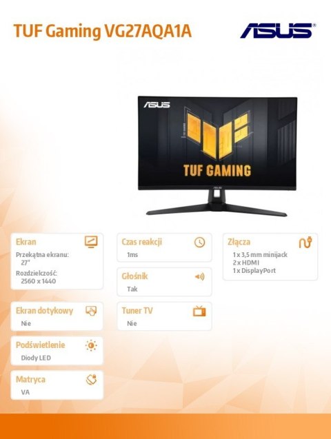 Monitor 27 cali TUF Gaming VG27AQA1A Monitor 27 cali TUF Gaming VG27AQA1A