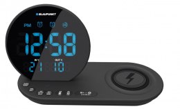 Radiobudzik FM PLL/Alarm/USB/CR85BK CHARGE/Ładowanie bezprzewodowe/Temperatura wewnętrzna/zewnętrzna/czarny