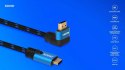 Kabel HDMI (M) v2.1, kątowy, 5m, 8K, miedź, niebiesko-czarny, złote końcówki, ethernet/3D, CL-175