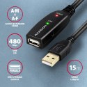 ADR-215 USB 2.0 A-M -> A-F aktywny kabel przedłużacz/wzmacniacz 15m