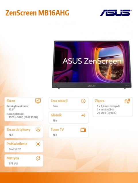 Monitor 16 cali MB16AHG IPS mHDMI/2*USB-C/144Hz Monitor 16 cali MB16AHG IPS mHDMI/2*USB-C/144Hz