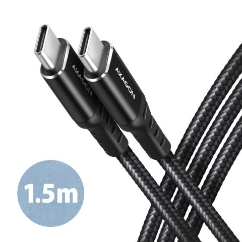 BUCM-CM15AB Kabel USB-C - USB-C 2.0, 1.5m, PD 60W, 3A, ALU, oplot Czarny