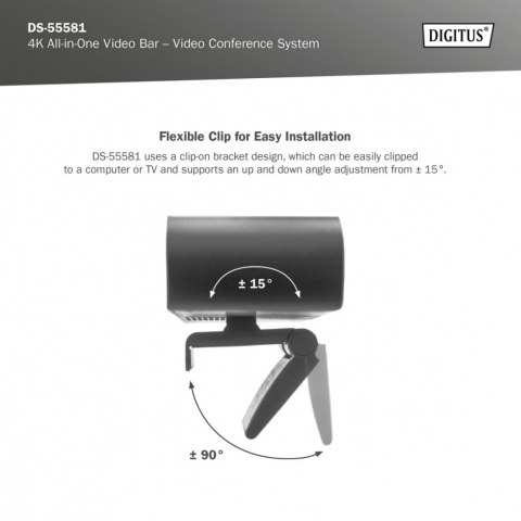 System wideokonferencji 4K ePTZ szeroki kąt 90° Sensor 3.0'' 8MP Hi-Fi, 2 mikrofony, pilot System wideokonferencji 4K ePTZ szeroki kąt 90° Sensor 3.0'' 8MP Hi-Fi, 2 mikrofony, pilot