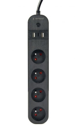 Inteligentna listwa Tuya 4xFR 2xUSB-A 1xUSB-C Czarna