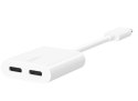 Adapter Dual USB-C Audio + Charge Rockstar białe