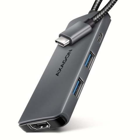 HMC-5H8K Wieloportowy hub USB 5in1, 5Gbps, 2x USB-A, 1x USB-C, HDMI 8K/30Hz, PD 100W, 15cm USB-C kabel