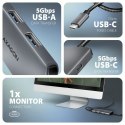 HMC-5H8K Wieloportowy hub USB 5in1, 5Gbps, 2x USB-A, 1x USB-C, HDMI 8K/30Hz, PD 100W, 15cm USB-C kabel