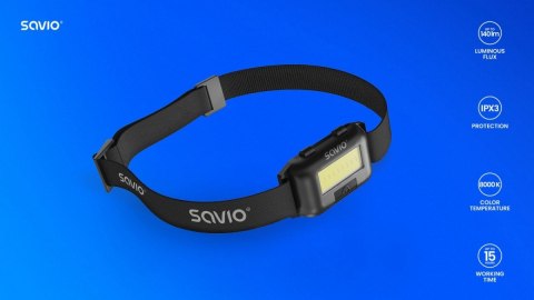 Latarka czołowa LED, COB, 140 lm, zasięg 10m, 4 tryby, FL-01 Latarka czołowa LED, COB, 140 lm, zasięg 10m, 4 tryby, FL-01