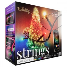 Inteligentne lampki choinkowe Strings 600 RGBW LED, łańcuch, przezroczysty przewód, 48 m, IP44