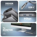 HMC-8HLSA Wieloportowy hub USB 9in1, 5Gbps, 3x USB-A + HDMI 4K/30Hz, SD/microSD, GLAN, Audio, PD 100W, 20cm USB-C kabel